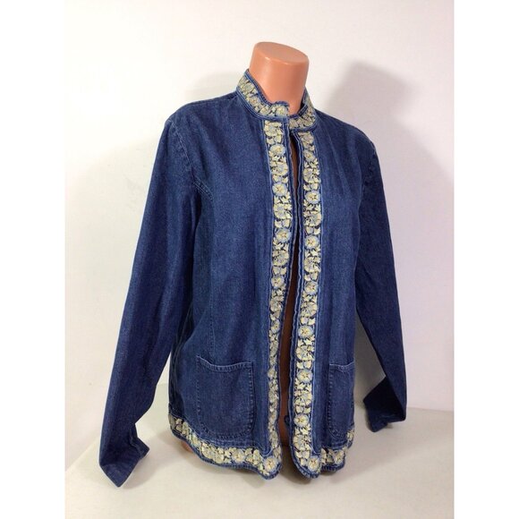 Orvis Jean Jacket Floral Embroidered Womens Large - Picture 1 of 6